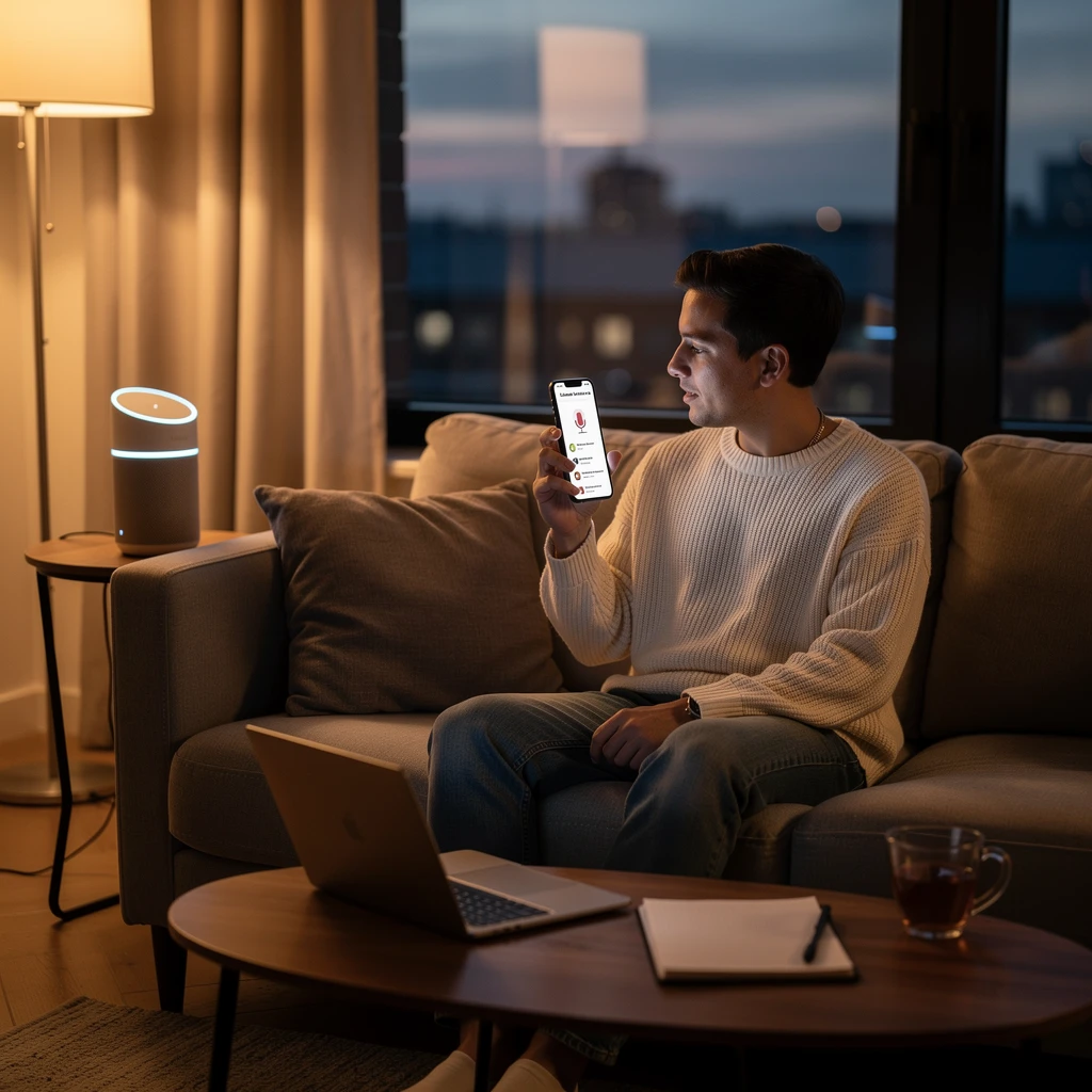 Man using voice search